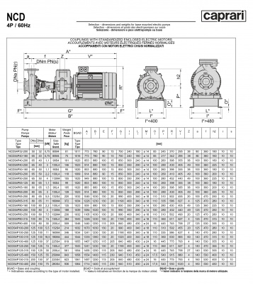 Одноступенчатые горизонтальные центробежные насосы Caprari NCDS 4P80-250 1750