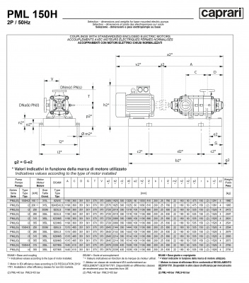 Горизонтальные многоступенчатые насосы высокого давления Caprari PML 150 2000