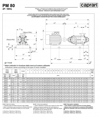 Горизонтальные многоступенчатые насосы высокого давления Caprari PM 80 3500