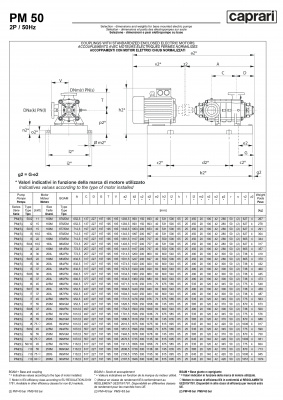 Горизонтальные многоступенчатые насосы высокого давления Caprari PM 50 1450