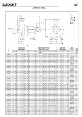 Одноступенчатые горизонтальные центробежные насосы Caprari NC 50-125 2900