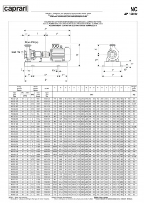 Одноступенчатые горизонтальные центробежные насосы Caprari NC 50-125 2900