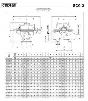 Горизонтальные насосы двустороннего входа Caprari SCC-2-150-315 1450