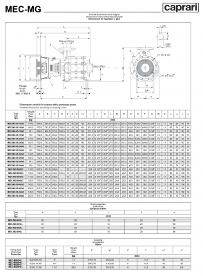 Фланцевый насос Caprari MEC-MG, MEC-AG, BHG 1750 для дизельного двигателя