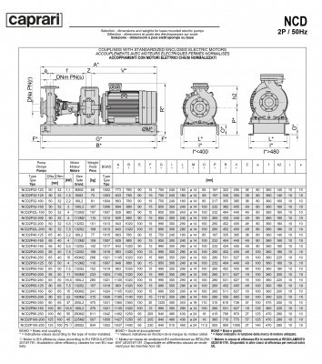 Одноступенчатые горизонтальные центробежные насосы Caprari NCD 2P65-160 2900