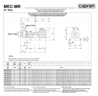 Горизонтальные многоступенчатые насосы Caprari MEC-MR 1450