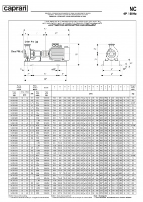 Одноступенчатые горизонтальные центробежные насосы Caprari NC 40-200 2900