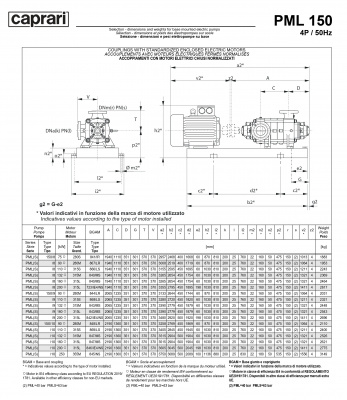 Горизонтальные многоступенчатые насосы высокого давления Caprari PML 150 2200