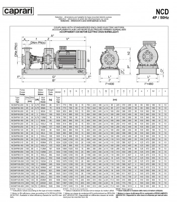 Одноступенчатые горизонтальные центробежные насосы Caprari NCD 4P150-315 1450