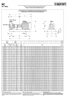 Одноступенчатые горизонтальные центробежные насосы Caprari NC 50-160 1450