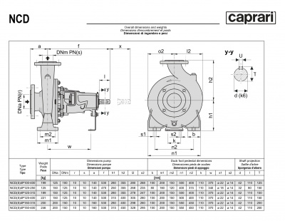 Одноступенчатые горизонтальные центробежные насосы Caprari NCDS 4P150-315 1750