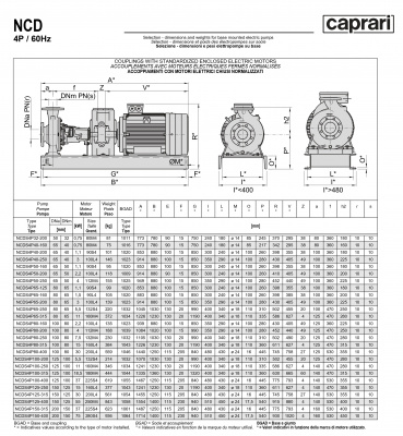 Одноступенчатые горизонтальные центробежные насосы Caprari NCDS 4P65-250 1750