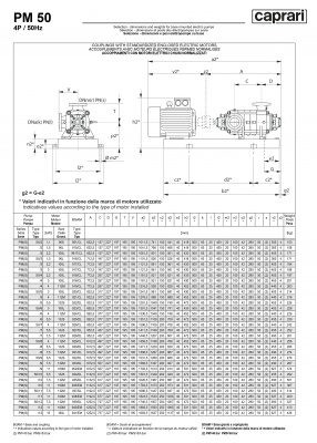 Горизонтальные многоступенчатые насосы высокого давления Caprari PM 50 2000