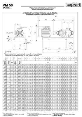 Горизонтальные многоступенчатые насосы высокого давления Caprari PM 50 2900