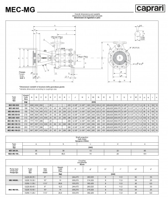 Фланцевый насос Caprari MEC-MG, MEC-AG, BHG 2650 для дизельного двигателя