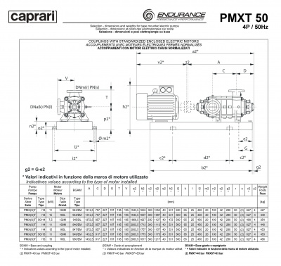 Горизонтальные секционные насосы высокого давления Caprari PMXT 50 3500 из нержавеющей стали