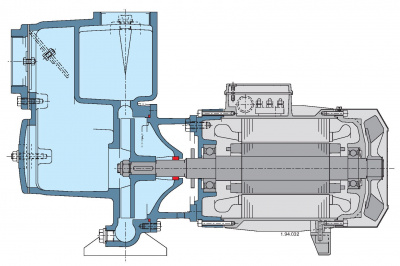 Поверхностный самовсасывающий одноступенчатый насос Calpeda A 65-150A/C