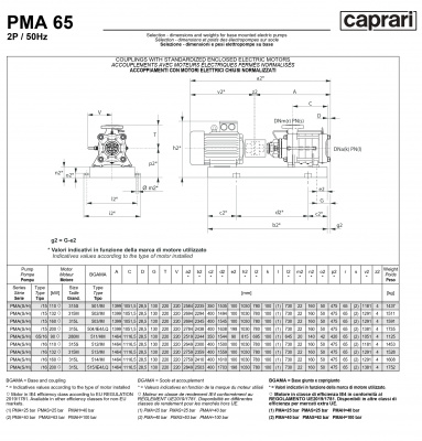 Горизонтальные многоступенчатые насосы высокого давления Caprari PMA 65 1450