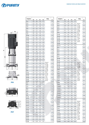 Вертикальный многоступенчатый насос Purity PVT 200-10-B