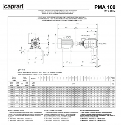 Горизонтальные многоступенчатые насосы высокого давления Caprari PMA 100H 3500