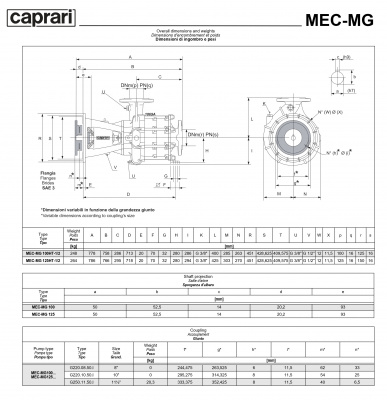 Фланцевый насос Caprari MEC-MG, MEC-AG, BHG 2000 для дизельного двигателя