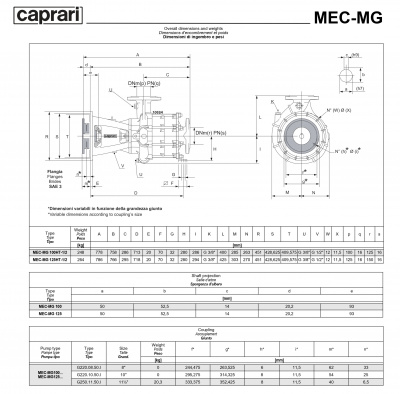 Фланцевый насос Caprari MEC-MG, MEC-AG, BHG 1750 для дизельного двигателя