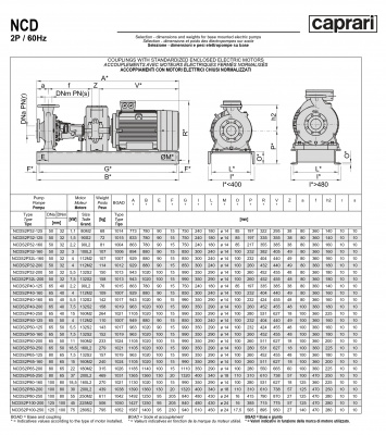 Одноступенчатые горизонтальные центробежные насосы Caprari NCDS 2P40-125 3450