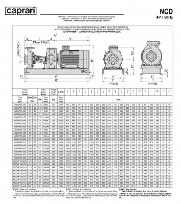 Одноступенчатые горизонтальные центробежные насосы Caprari NCD 4P100-315 1450