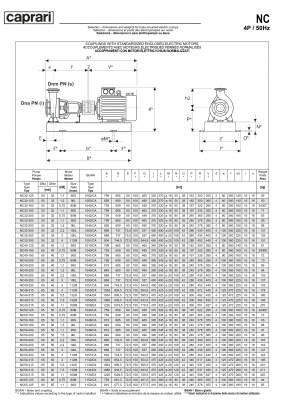 Одноступенчатые горизонтальные центробежные насосы Caprari NC 40-160 2900