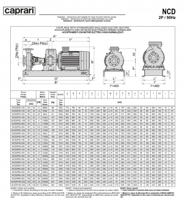 Одноступенчатые горизонтальные центробежные насосы Caprari NCD 2P32L-160 2900