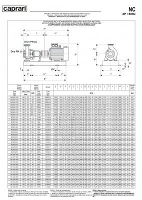 Одноступенчатые горизонтальные центробежные насосы Caprari NC 80-160 2900