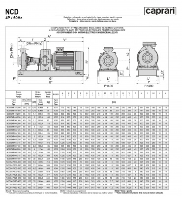 Одноступенчатые горизонтальные центробежные насосы Caprari NCDS 4P100-200 1750