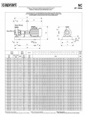 Одноступенчатые горизонтальные центробежные насосы Caprari NC 40-160 1450