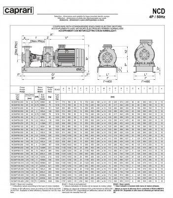 Одноступенчатые горизонтальные центробежные насосы Caprari NCD 4P100-200 1450