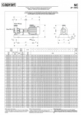 Одноступенчатые горизонтальные центробежные насосы Caprari NC 100-200 1450