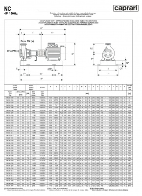 Одноступенчатые горизонтальные центробежные насосы Caprari NC 65-200 1450