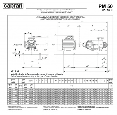 Горизонтальные многоступенчатые насосы высокого давления Caprari PM 50 3500