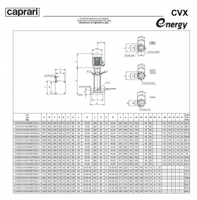 Вертикальные многоступенчатые насосы Caprari CVX 321 из нержавеющей стали