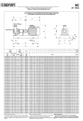 Одноступенчатые горизонтальные центробежные насосы Caprari NC 100-315 1450