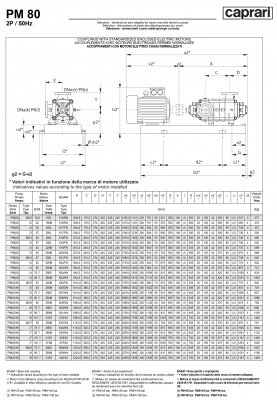 Горизонтальные многоступенчатые насосы высокого давления Caprari PM 80 2900