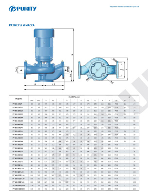 Вертикальный циркуляционный насос инлайн Purity PT 100-270/110 (N)