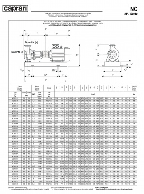 Одноступенчатые горизонтальные центробежные насосы Caprari NC 40-160 2900