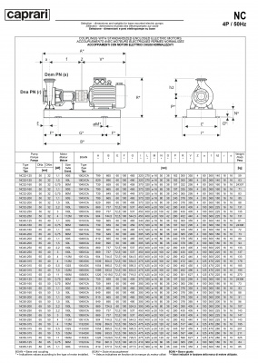 Одноступенчатые горизонтальные центробежные насосы Caprari NC 40-315 1450