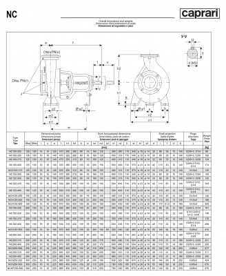 Одноступенчатые горизонтальные центробежные насосы Caprari NC 100-400 1450