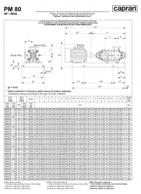 Горизонтальные многоступенчатые насосы высокого давления Caprari PM 80 1450