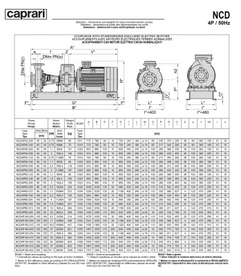 Одноступенчатые горизонтальные центробежные насосы Caprari NCD 4P125-315 1450