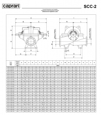 Горизонтальные насосы двустороннего входа Caprari SCC-2-80-315 1450