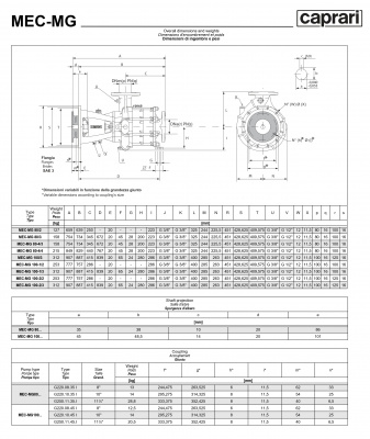 Фланцевый насос Caprari MEC-MG, MEC-AG, BHG 2400 для дизельного двигателя