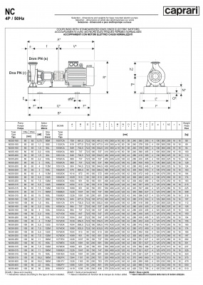 Одноступенчатые горизонтальные центробежные насосы Caprari NC 80-250 2900