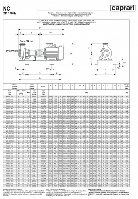 Одноступенчатые горизонтальные центробежные насосы Caprari NC 50-200 2900